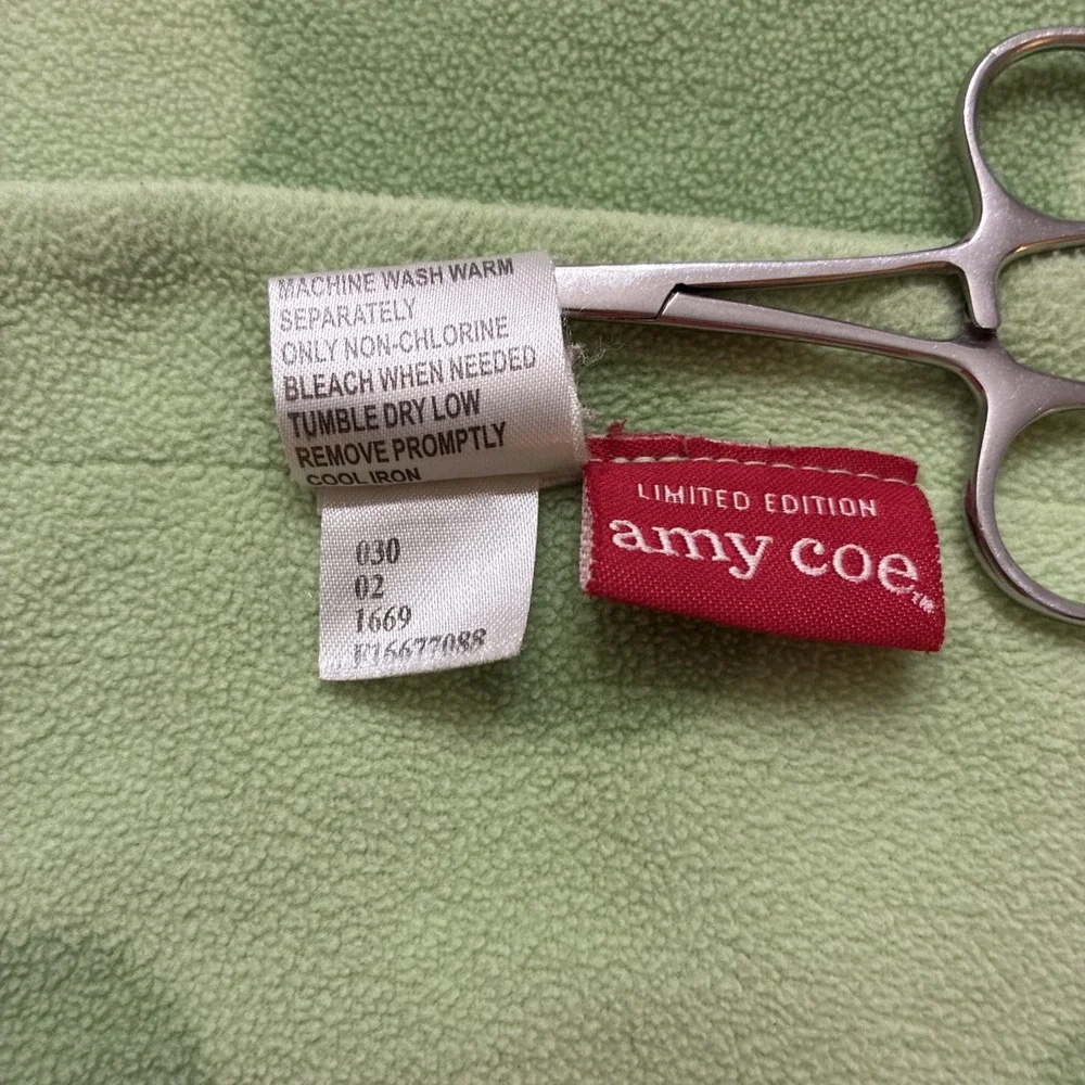 Amy Coe Baby Blanket Dots Green Microfleece Reversible Limited Edition